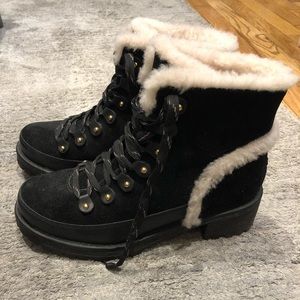 tory burch cooper genuine shearling boot